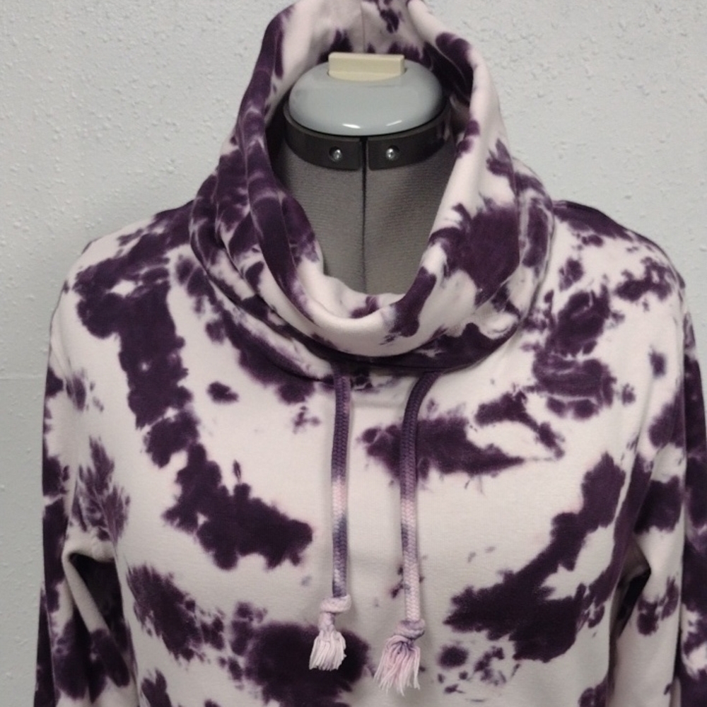 Lily & Lottie Women's Purple Tie-Dye Cowl Neck Sweatshirt - Picture 3 of 14